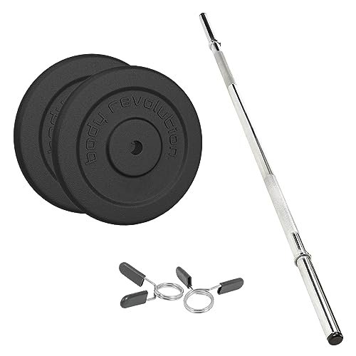 1.2m 1" Barbell and Cast Iron Weight Plate Sets, Bar + 0.5kg + 2.5kg + 5kg Pairs (16kg Set)