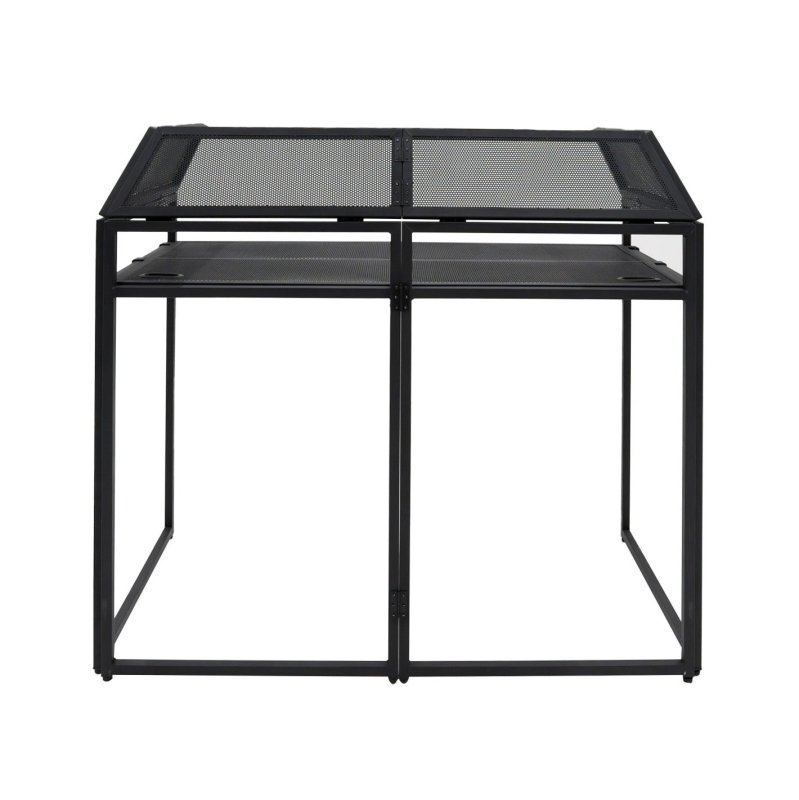DJ Disco Booth Deck Stand Professional Mixer Equipment Shelf Table Foldable Lightweight Mobile Portable Screen Metal Frame Mesh Panels Cable Hole Black & White Covers With Secure Hooks Carry Bag