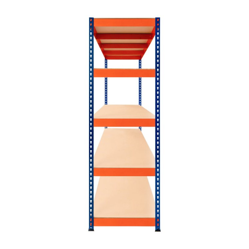 Garage Racking S-Rax Shelving Unit 5 Shelf 180cm x 180cm x 60cm Rack Heavy Duty Steel 300kg Capacity Per Shelf Adjustable Layout Boltless Assembly Rubber Feet 3 Reinforced Support Bars Warehouse