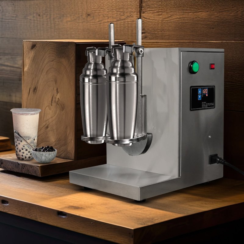 Automatic Bubble Tea Shaker Machine Electric Double Frame Commercial Stainless Steel 400 R/MIN Shaking Machine 350ml - 700ml Digital Timer 6 - 120 Seconds Drink Mixer Bubble Boba Coffee Milk Cocktail