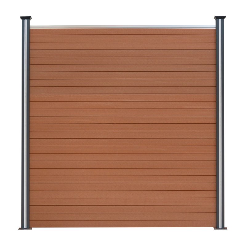 Composite Fence Panel x 3 & LED Posts x 4 - Brown
