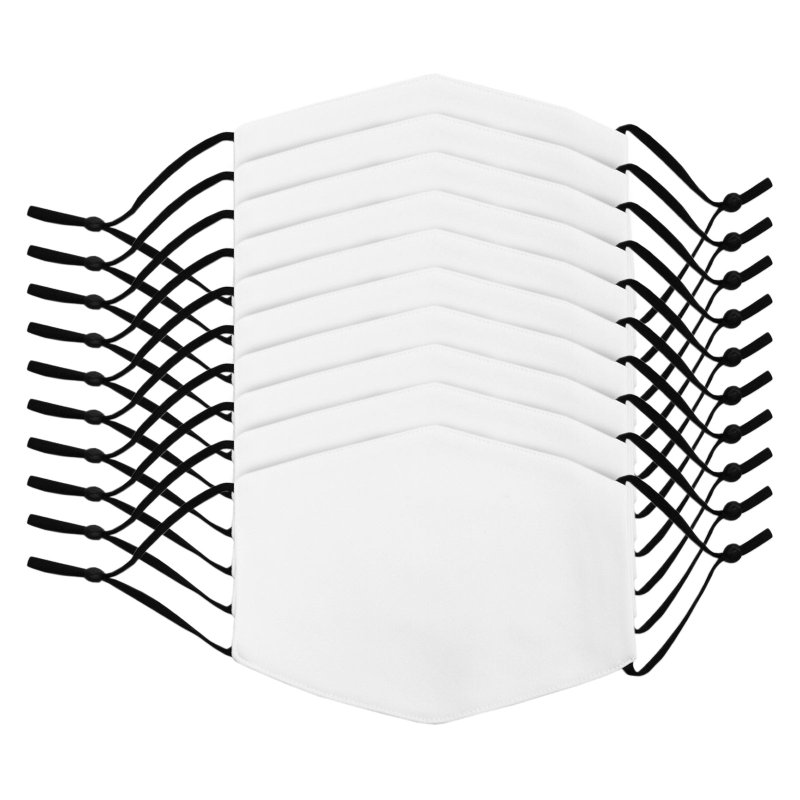 Sublimation Face Masks Blank / 10 Pack Of Medium Reusable Facemasks / 5 Layer Filter Adults Heat Transfer Custom Dye Print Press Customise Personalise Printing White