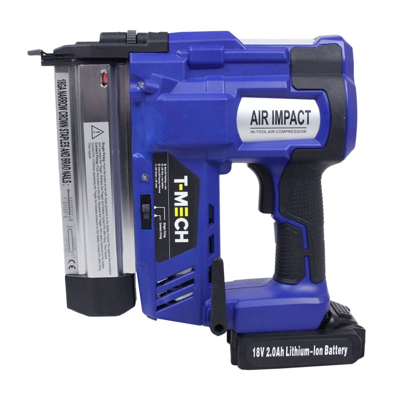 T-Mech 2 in 1 Nail & Staple Gun Cordless Powerful Electric Heavy Duty Stapler Nailer Tacker 18V, 600 x Nails & Staples, Additional Battery