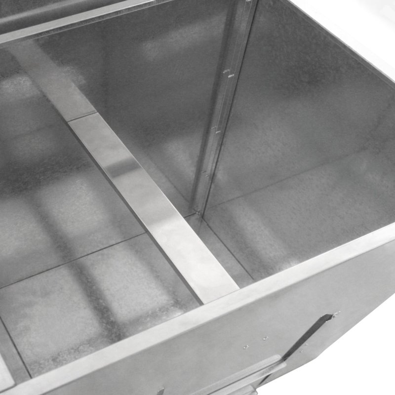 Coal Storage Bunker 250kg 390L Galvanised Steel Raised Metal Base Strengthening Bar Baffle Plate Waterproof Rust & Rodent Proof Wood Fire Sliding Door Hinged Lid Handle FREE Coal Shovel