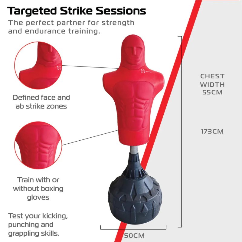 Body Revolution Freestanding Boxing Dummy Life-Size with High-Density Foam Core & Sand/Wood-Filled Base for MMA, Boxing, Kickboxing Training