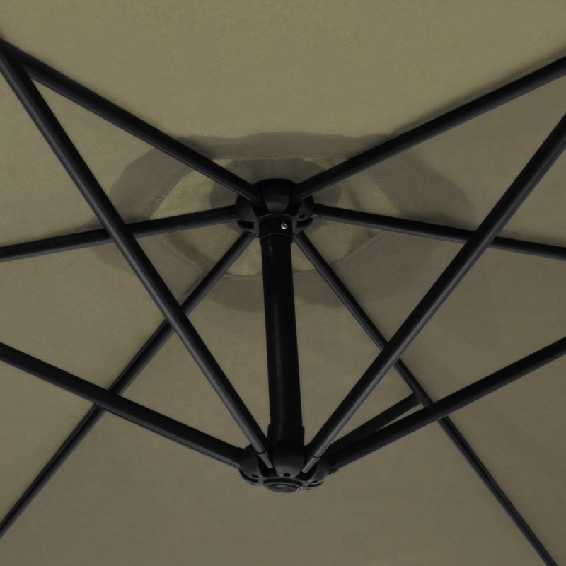 3m Cantilever Garden Parasol Banana Hanging Umbrella Winding Crank Shade Patio Outdoor Sun Shade Tilt UV Protection | Beige Square Base