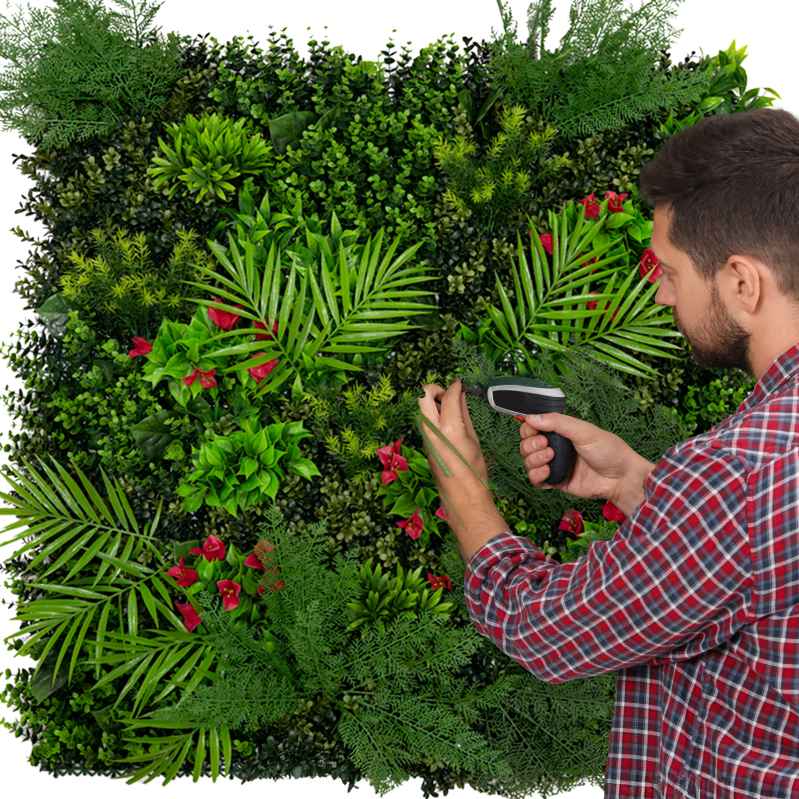 Artificial Plant Wall Panel 100 x 100cm Mira Living Foliage Greenery Tiles Indoor Outdoor Weather & UV Resistant Grass Fence Faux Hedge Privacy Backdrop Garden Home Decor Snap & Lock Fixings Included