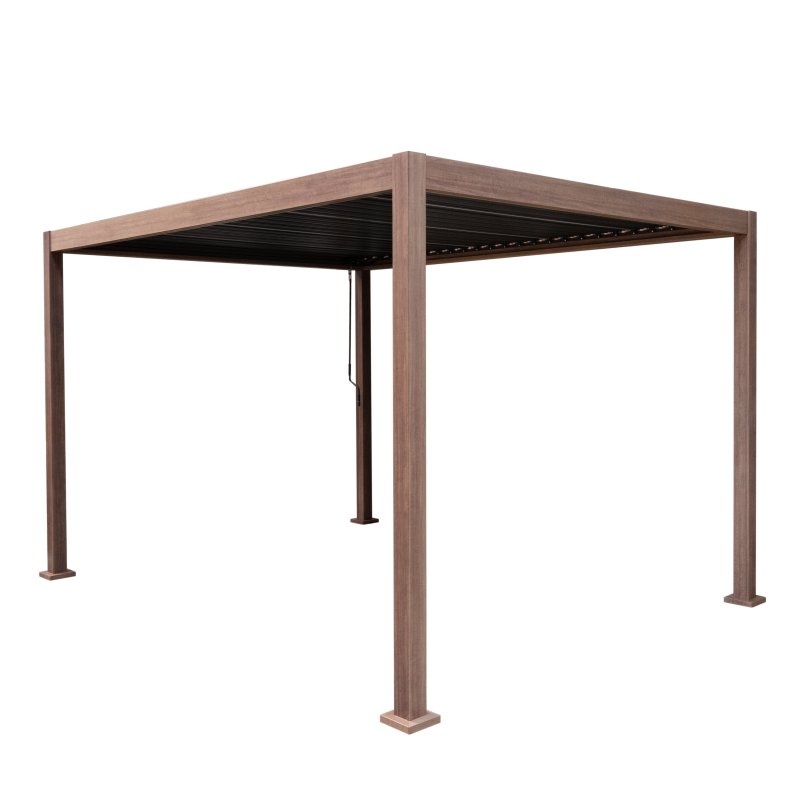 Wood Effect Aluminium Pergola 4m x 3m