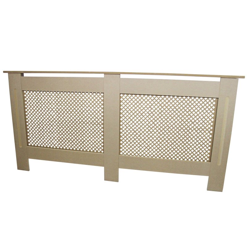 Radiator Cover Natural Unfinished MDF Trellised Grill Modern Cabinet Shelf 1720mm