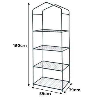 4 Tier Mini Greenhouse PVC Transparent Waterproof Cover Plastic Small Shelves Grow House Plants Garden Outdoors Steel Frame | Free Trowel