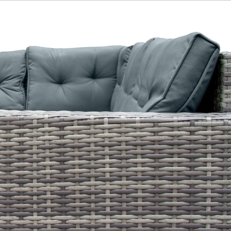 Rattan Corner Dining Set & Garden Storage Box Grey 9-Seater L Sofa Stools Glass Table Large Cushion Furniture Chest 582L Outdoor Patio Steel Frame UV Resistant FREE Waterproof Carry Bag & Rain Cover