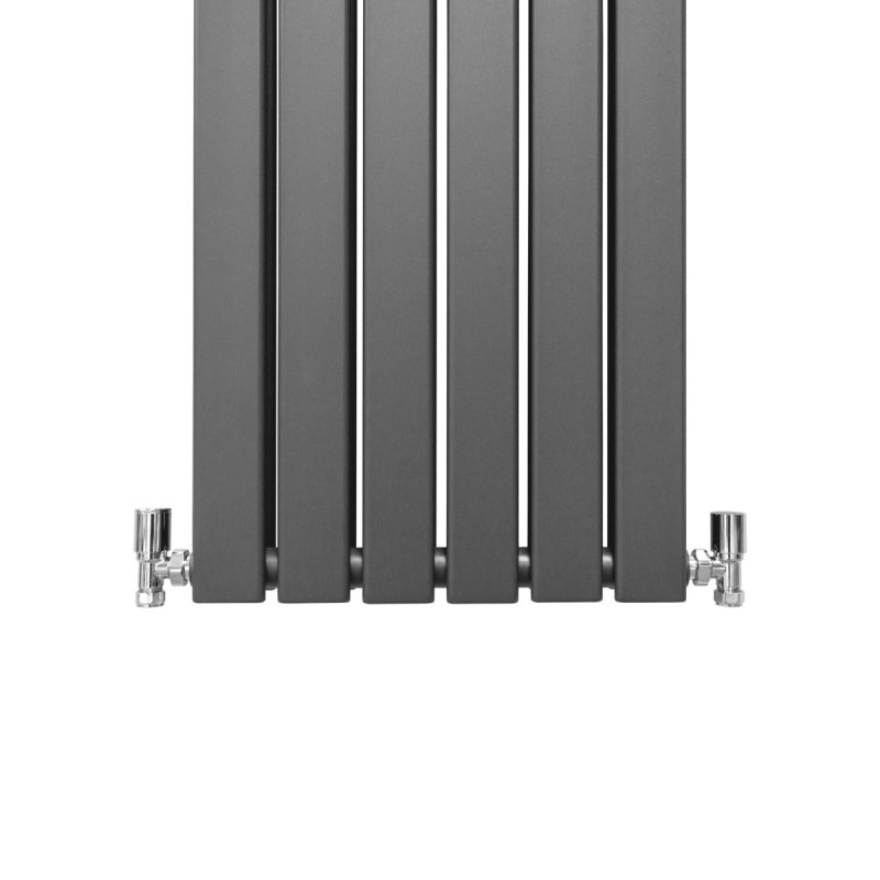 Designer Radiators 180 x 42cm Flat Panel Modern Central Heating Anthracite Grey Vertical Column Double Panel Wall Mounted Slimline Kitchen Living Room Bathroom Commercial Cleaning Brush & Fixing Kit