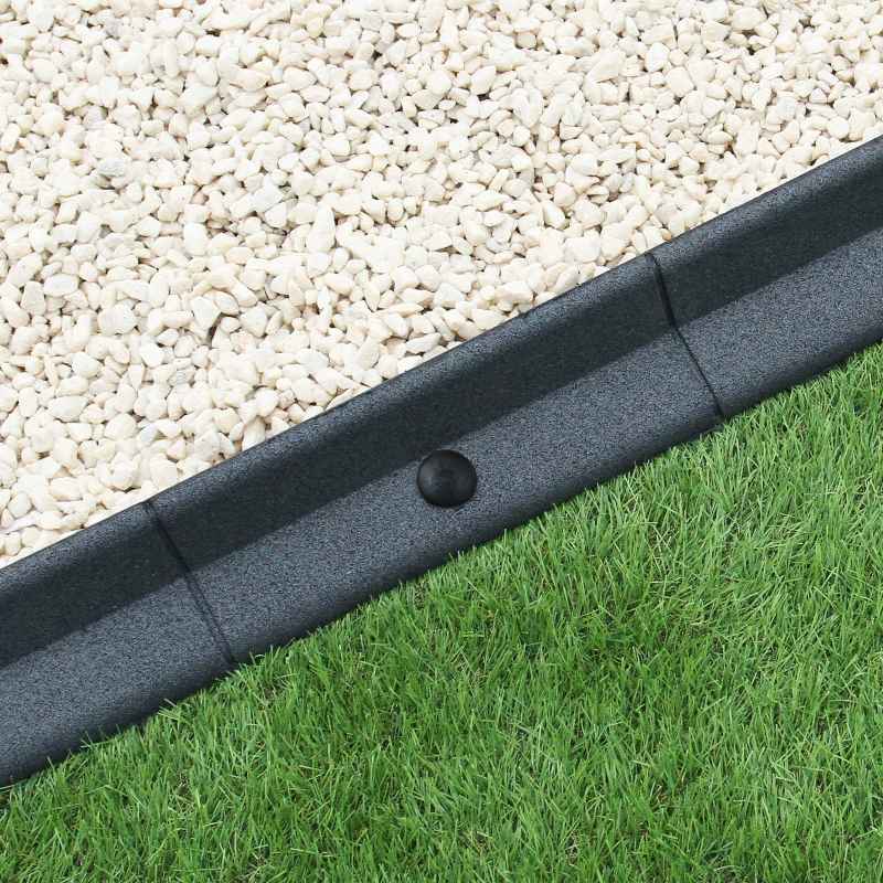 Flexible Lawn Edging Garden Border Grass Pathways Path Edge Vegetable Plot Flowerbed Raised Borders Rubber Artificial Grass Grey | Pack of 14 x 1.2m