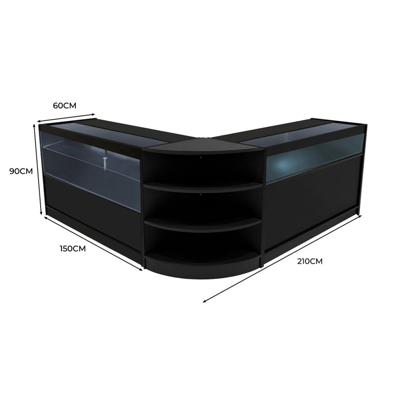 Harmonia LED Shop Counter Set B1500, C1500 & LM60 - Black