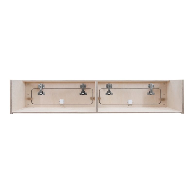 Campervan Overhead Cabinet 2 Door Top Locker Central Divider Camper Van Furniture Storage Lightweight Solid Birch Plywood Unpainted Soft Close Hinges Push Button Locks Pre Drilled Holes Fixing Kit
