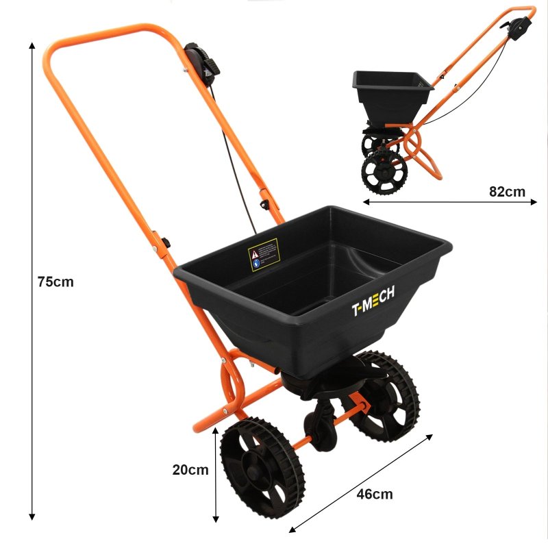 Rotary Spreader Seed Fertiliser Grass Gritter Rock Salt Lawn Garden Outdoor Sand Grit Winter Fertilizer Variable Flow 55lbs / 25kg