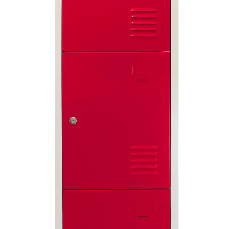 MonsterShop Metal Lockers 4 Door Storage Cupboard Red & Grey Assembled Metal Lockable Unit Filing Cabinet School Staff Gym Changing
