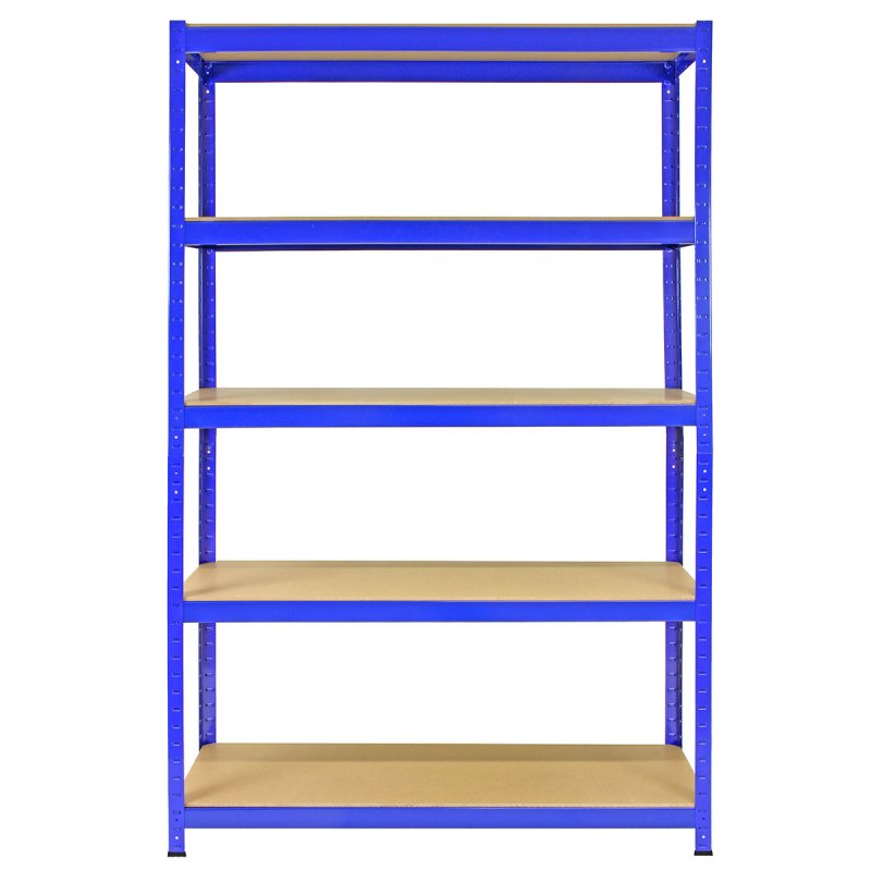 T-Rax Pack of 3 Garage Shelving Unit Extra Wide - 5 Tier Heavy Duty Rack for Storage Steel Utility Shelves | Metal & MDF Boltless Racking Assembly System | 360KG Per Shelf, Blue + FREE Rubber Mallet