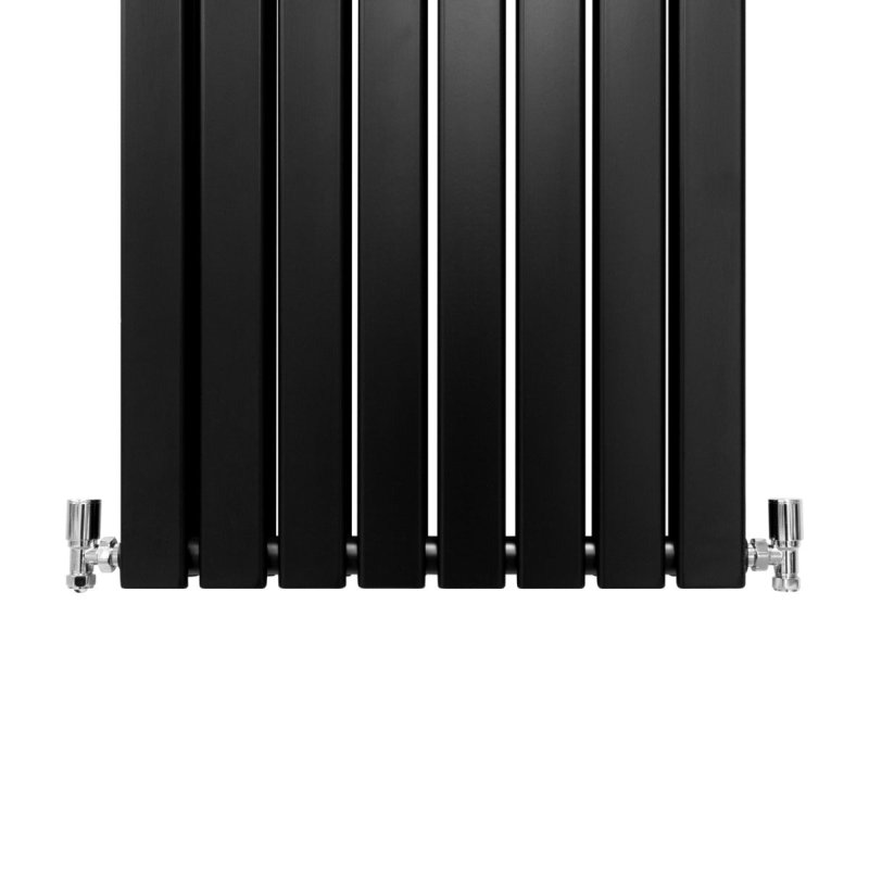 Designer Radiators 180 x 56cm Flat Panel Modern Central Heating Matt Black Vertical Column Double Panel Wall Mounted Slimline Kitchen Living Room Bathroom Commercial Cleaning Brush & Fixing Kit