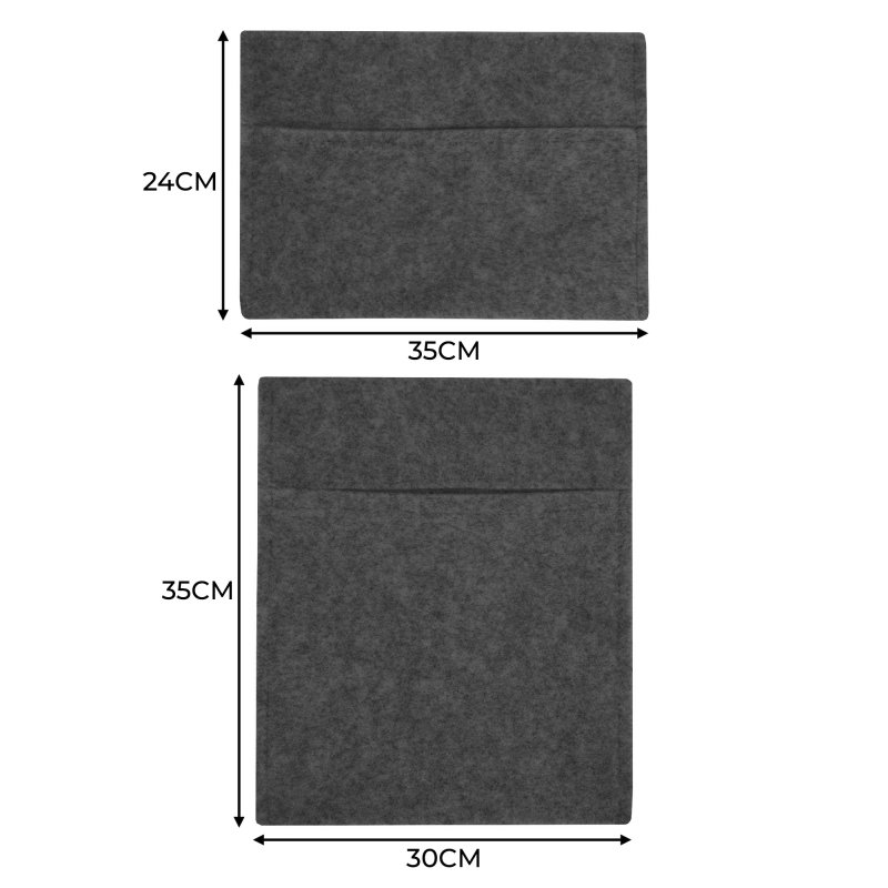 Camper Van Lining & 2 x Storage Pouches Anthracite Grey Carpet 4 Way Stretch 2m Wide 11m2 Coverage Car Motorhome Vehicle Interior Campervan Conversion 2 Size Tool Paperwork Document Pocket Organiser