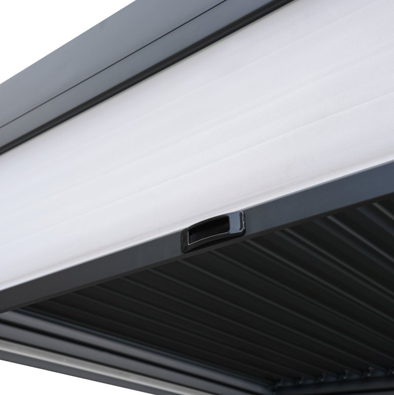 Anthracite Aluminium Pergola With White Blinds - 3m x 4m