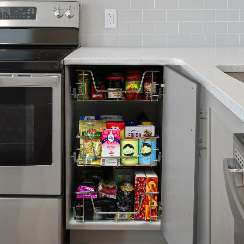 KuKoo 4 x Kitchen Pull Out Baskets, 500mm Wide Cabinet, Soft Close Wire Storage Metal Drawers