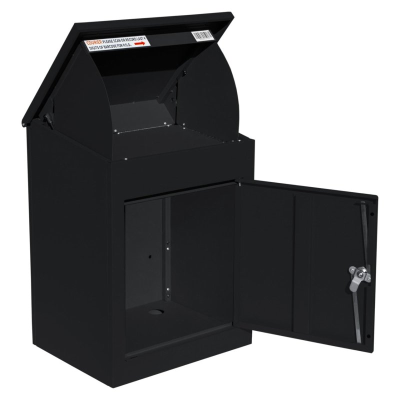 Parcel Post Drop Box Black Large Steel Outdoor Lockable 2 Keys Letter Mail Package Courier Container Delivery Storage Wall Mount Safe Secure Anti Fishing Scannable Barcode FREE Screwdriver Fixing Kit