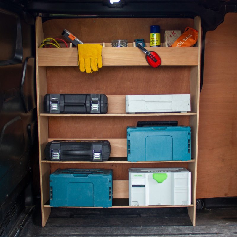 Van Racking Ford Transit Custom SWB LWB 12mm Thick Plywood Toolbox Storage Rack Shelving Tool Organiser Unit Caddy Drivers Side RHD LHD 136cm H x 102cm W x 30cm D FREE Non-Slip Rubber Mats