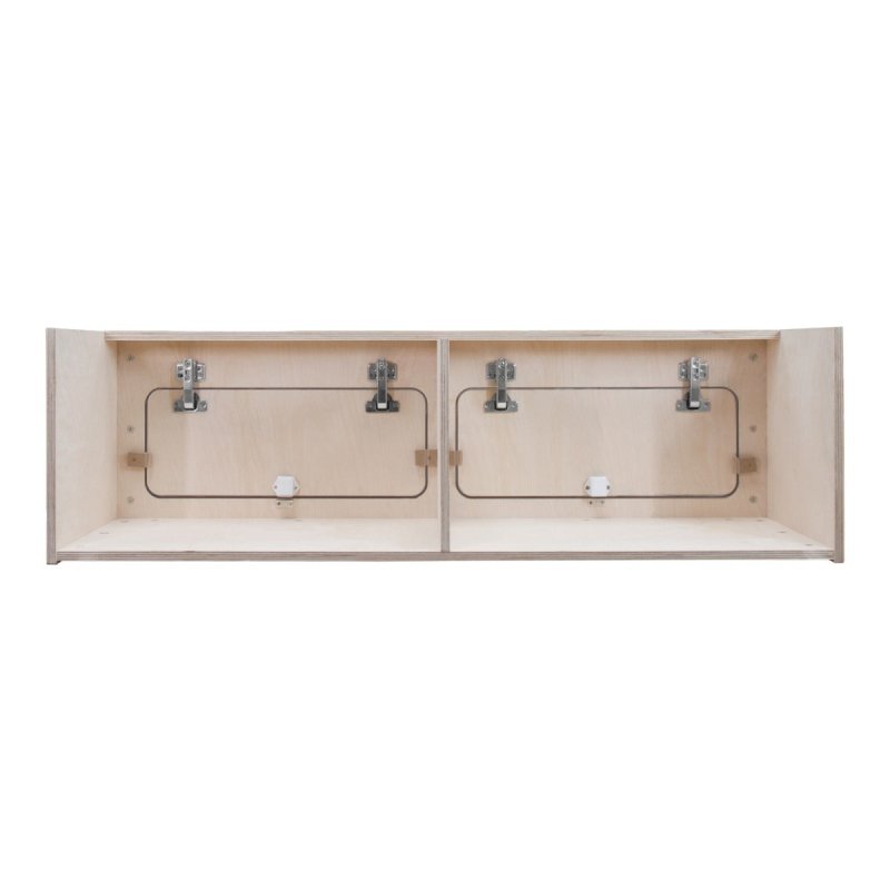 Campervan Overhead Cabinet 2 Door Top Locker Central Divider Camper Van Furniture Storage Lightweight Solid Birch Plywood Unpainted Soft Close Hinges Push Button Locks Pre Drilled Holes Fixing Kit