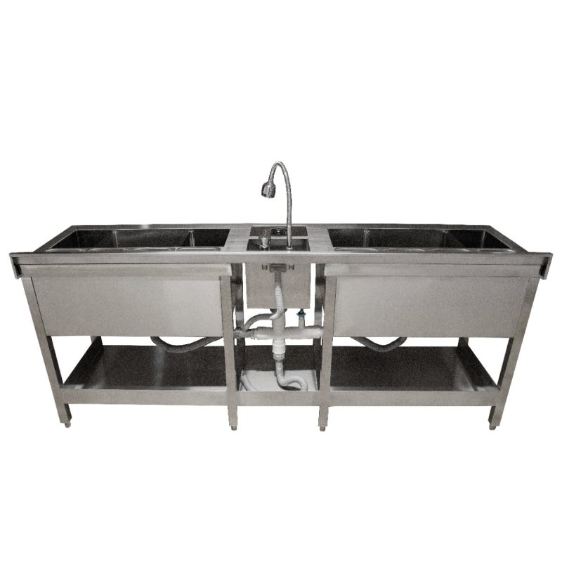 Double Cocktail Bar Station 360°C Swivel Mixer Tap Stainless Steel Insulated Ice Well Professional Glass Rinser Workstation Sink Double Speed Rail FREE Boston Cocktail Shaker + 8 x Gastro Pots
