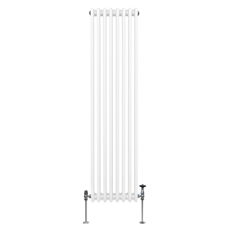 Traditional 3 Column Radiator 1800mm x 382mm Modern Central Heating Heater Gloss White Carbon Steel Vertical Wall Mounted Kitchen Living Room Bathroom Cleaning Brush Fixing Kit & Brackets