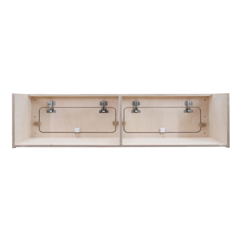 Campervan Overhead Cabinet 2 Door Top Locker Central Divider Camper Van Furniture Storage Lightweight Solid Birch Plywood Unpainted Soft Close Hinges Push Button Locks Pre Drilled Holes Fixing Kit