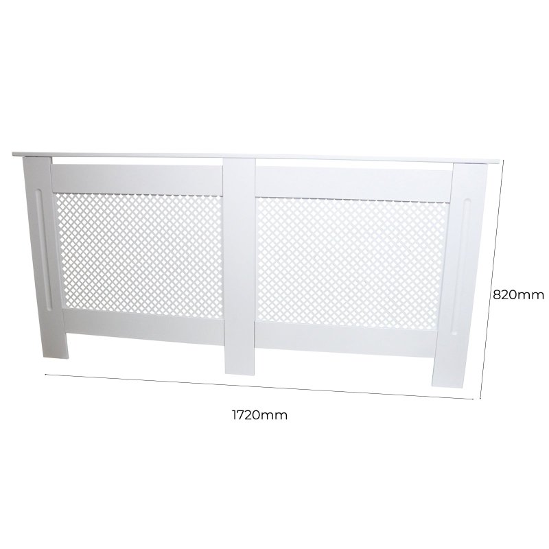 Radiator Cover White MDF Trellised Grill Modern Cabinet Shelf 1720mm