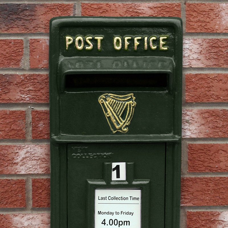 Royal Mail Post Box Irish Cast Iron Wall Mounted Royal Mail Wedding Authentic Pillar Replica Lockable Post Office Letter Box Green
