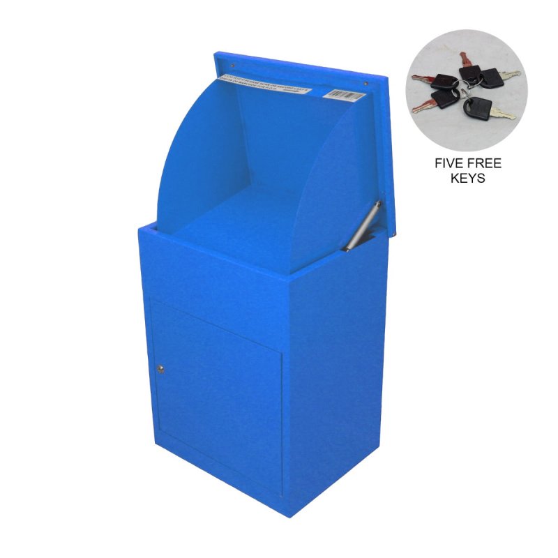 Parcel Post Box Lockable Wall Mounted Secure Large Outdoor Letter Smart Mail Drop Box Weatherproof Galvanised Steel | 5 Keys | 580 x 460 x 360mm - Blue
