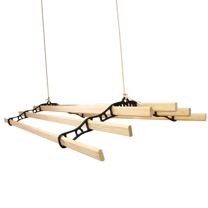 Clothes Airer Ceiling Pulley Maid Traditional Mounted Clothing Dryer 6 Lath Laundry Drying Rack Rail 1.8m Black