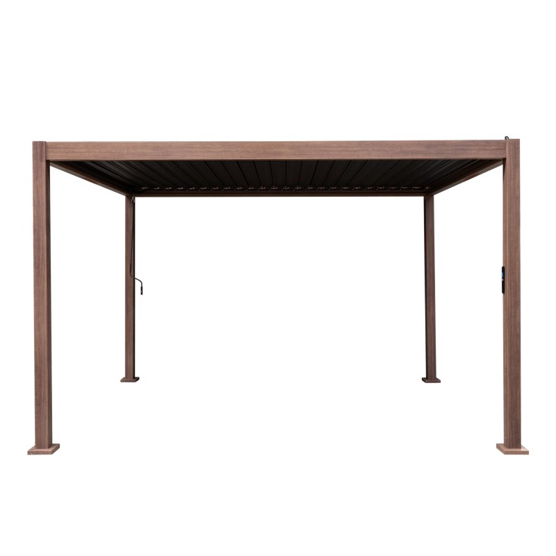 Wood Effect Aluminium Pergola 4m x 3m