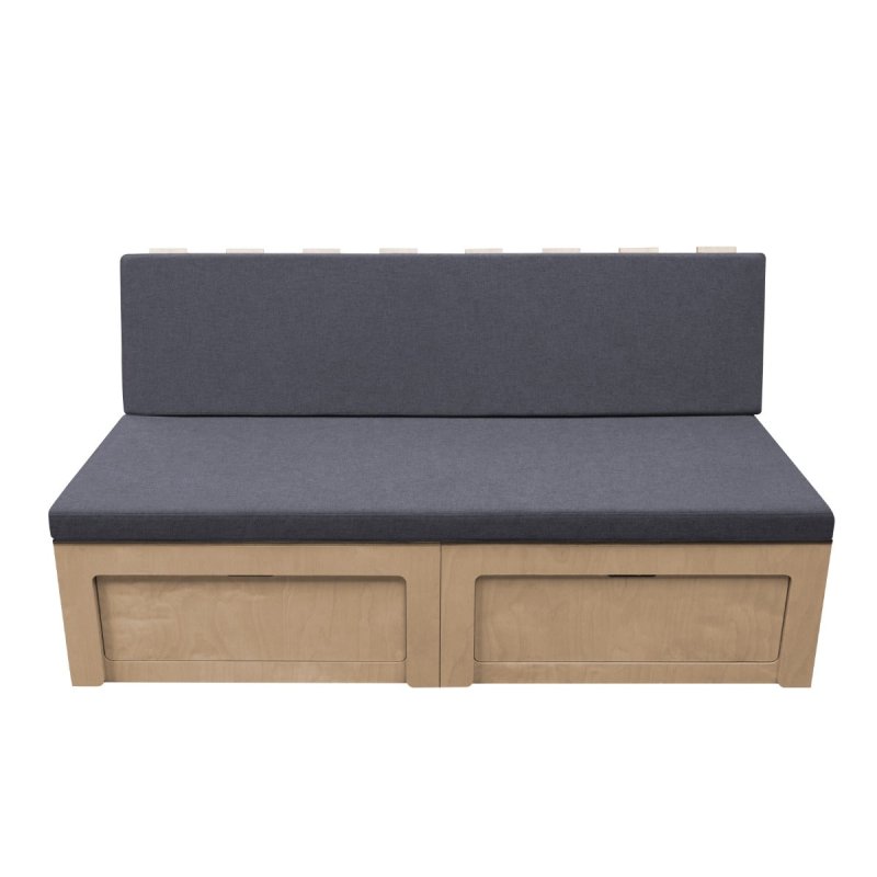 Sliding Camper Sofa Bed & Cushions Pull Out Bench Vivaro Movano Sprinter VW T4 T5 T6 Transit DIY Van Conversion Under Seat Storage Storage Nets Cup Holder 8cm Thick Mattress Washable Covers Fixing Kit