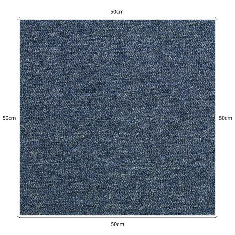 Carpet Tiles 40 x Charcoal Black & Storm Blue 10 Metres Squared Heavy-Duty Commercial Hard-Wearing Domestic Flooring Premium Office Home 50cm x 50cm MonsterShop