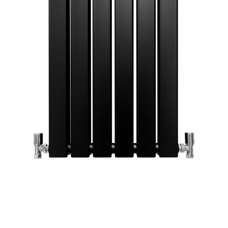 Designer Radiators 160 x 42cm Flat Panel Modern Central Heating Matt Black Vertical Column Double Panel Wall Mounted Slimline Kitchen Living Room Bathroom Commercial Cleaning Brush & Fixing Kit