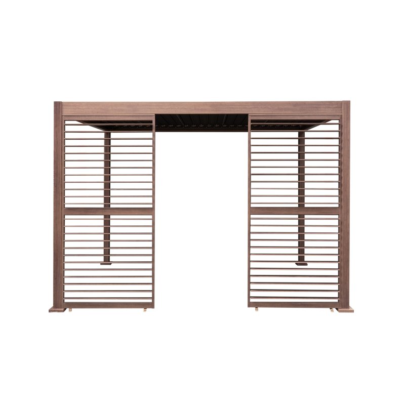 Wood Effect Aluminium Pergola 3 x 3m with 2 Louvre Panels