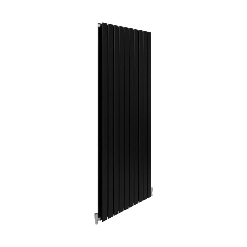 Designer Radiators 160 x 70cm Flat Panel Modern Central Heating Matt Black Vertical Column Double Panel Wall Mounted Slimline Kitchen Living Room Bathroom Commercial Cleaning Brush & Fixing Kit