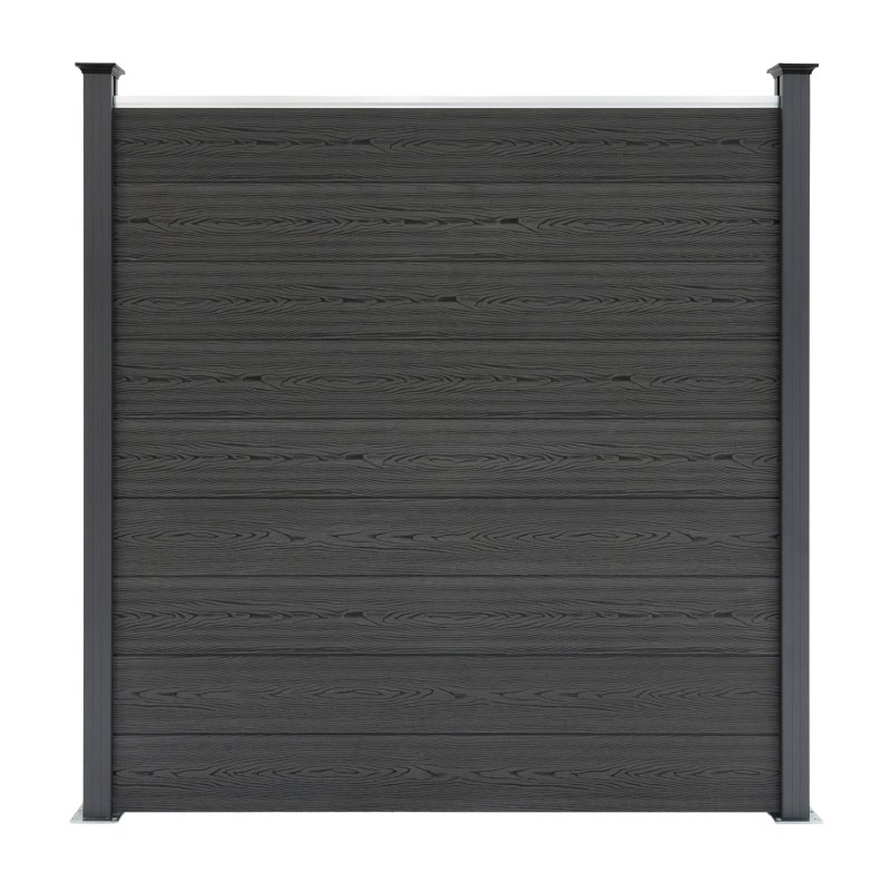 Composite Fence Panel x 5 & LED Posts x 6 - Grey