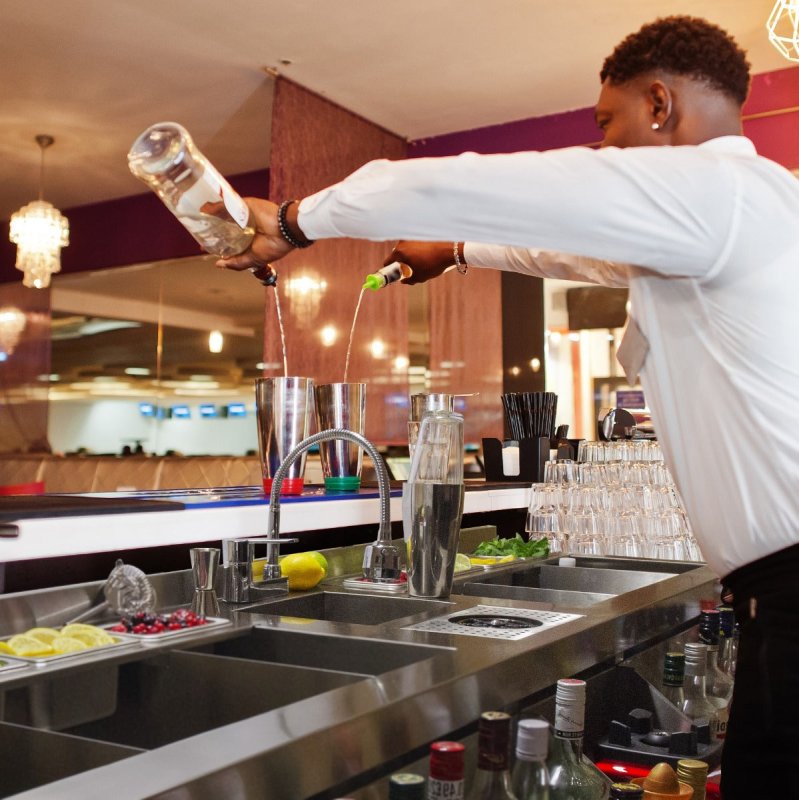 Double Cocktail Bar Station 360°C Swivel Mixer Tap Stainless Steel Insulated Ice Well Professional Glass Rinser Workstation Sink Double Speed Rail FREE Boston Cocktail Shaker + 8 x Gastro Pots