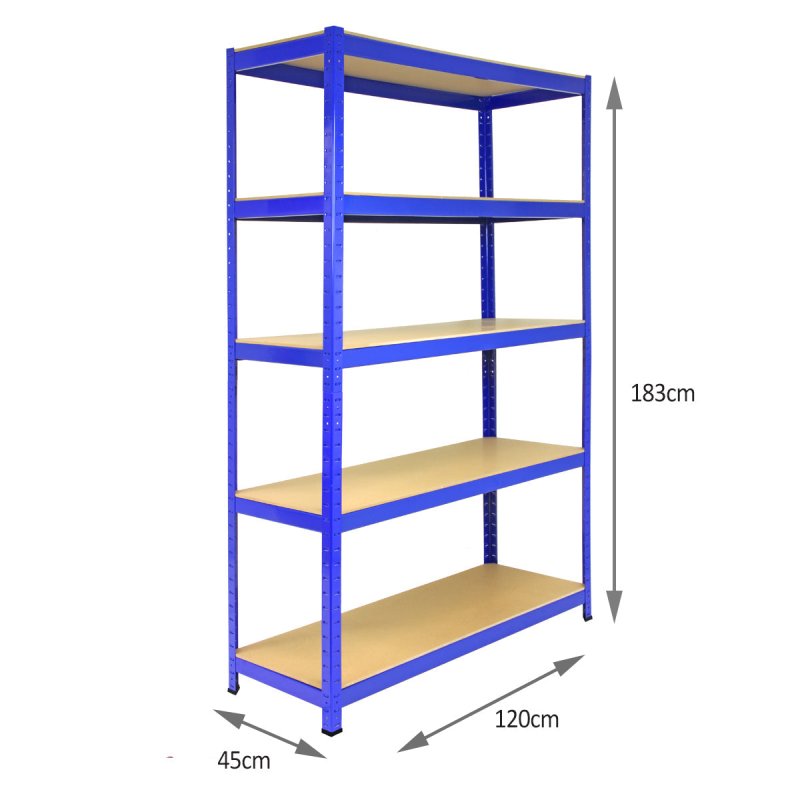 5 Bay Warehouse Shelving / Shed Storage / Garage Racks 5 Tier 120cm x 45cm x 180cm T-RAX + FREE Rubber Mallet
