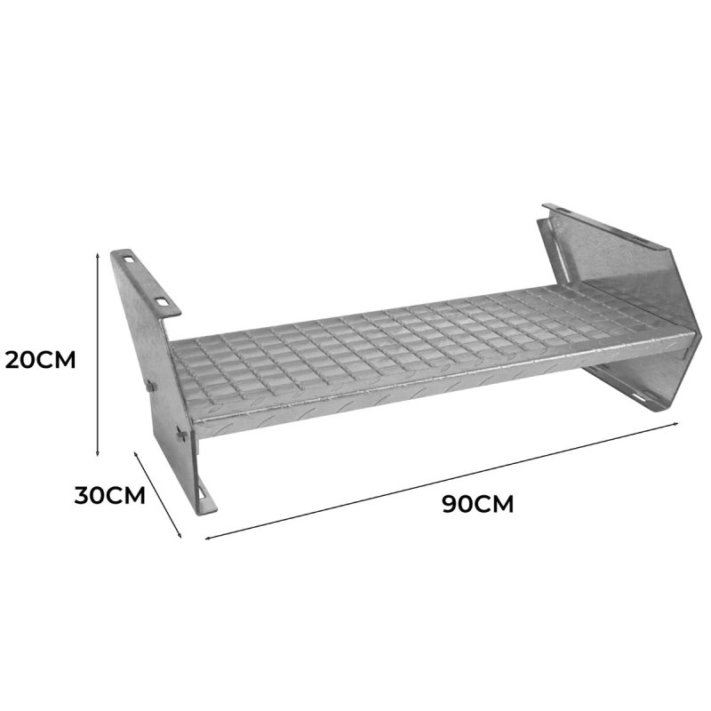 Metal Staircase Additional 1 Step Adjustable Height 90cm / 900mm Wide Galvanised Steel Silver Steps Weatherproof Grate Outdoor Garden Patio Modular Stairs 5mm Rod Thickness FREE Fixing Kit