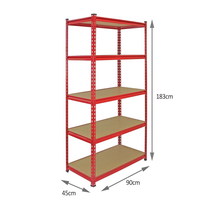 10 Monster Racking Z-Rax Industrial Shelves Garage Shelving Racks, 360kg/shelf, Red, 90 x 183 x 45