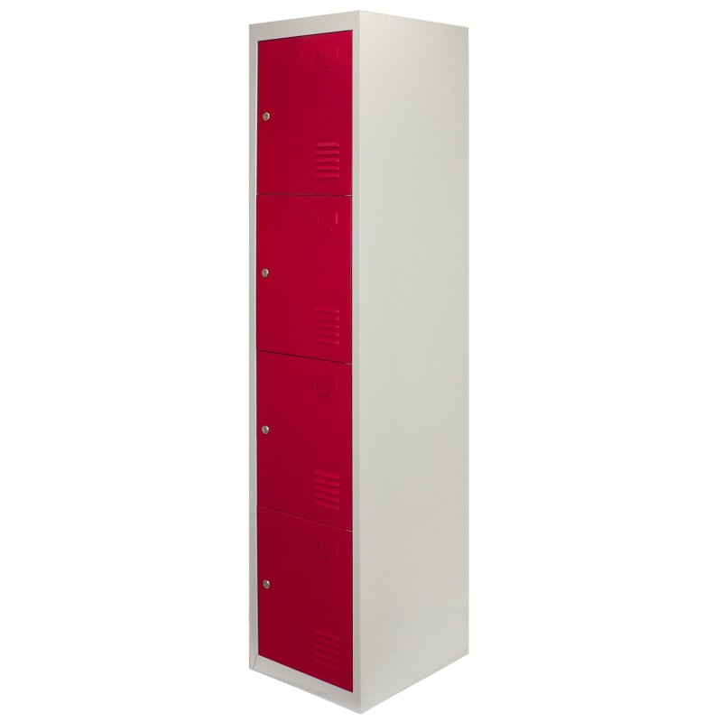 MonsterShop 3 x Metal Lockers, 4 Door Storage, Blue & Grey Metal Lockable Unit, School Staff Gym Changing Room