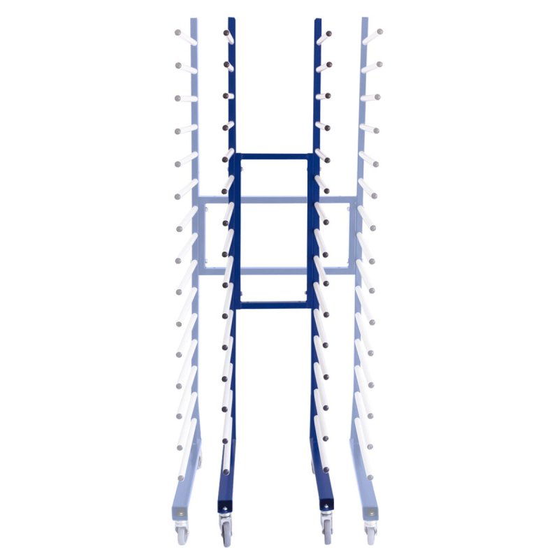 Combi Spray Drying Rack Blue Trolley Eco Paint Shop Woodworking Dry Storage 4 Heavy Duty 360 Degree Castors Mobile 15 Layers 25kg Per Layer 375kg Total Capacity Adjustable Width 182 H x 35/65 W x 59 D