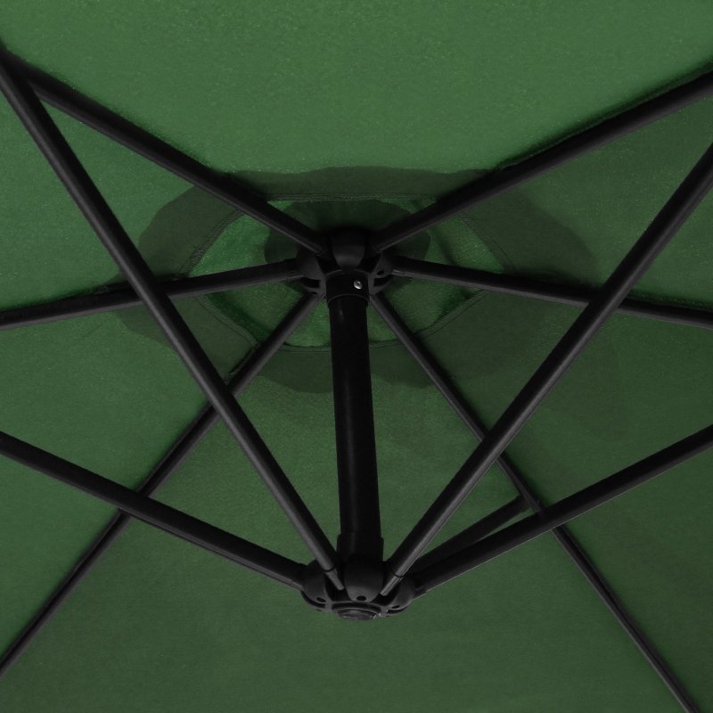 3m Cantilever Garden Parasol Banana Hanging Umbrella Winding Crank Shade Patio Outdoor Sun Shade Tilt UV Protection | Green
